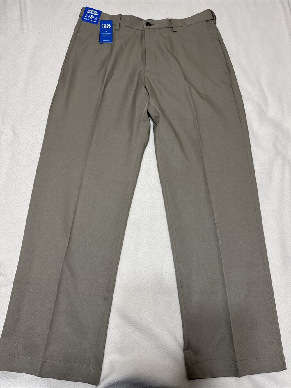 Mens Haggar Cool Right Performance Flex Straight Fit Dress Pants 34x29 Khaki New